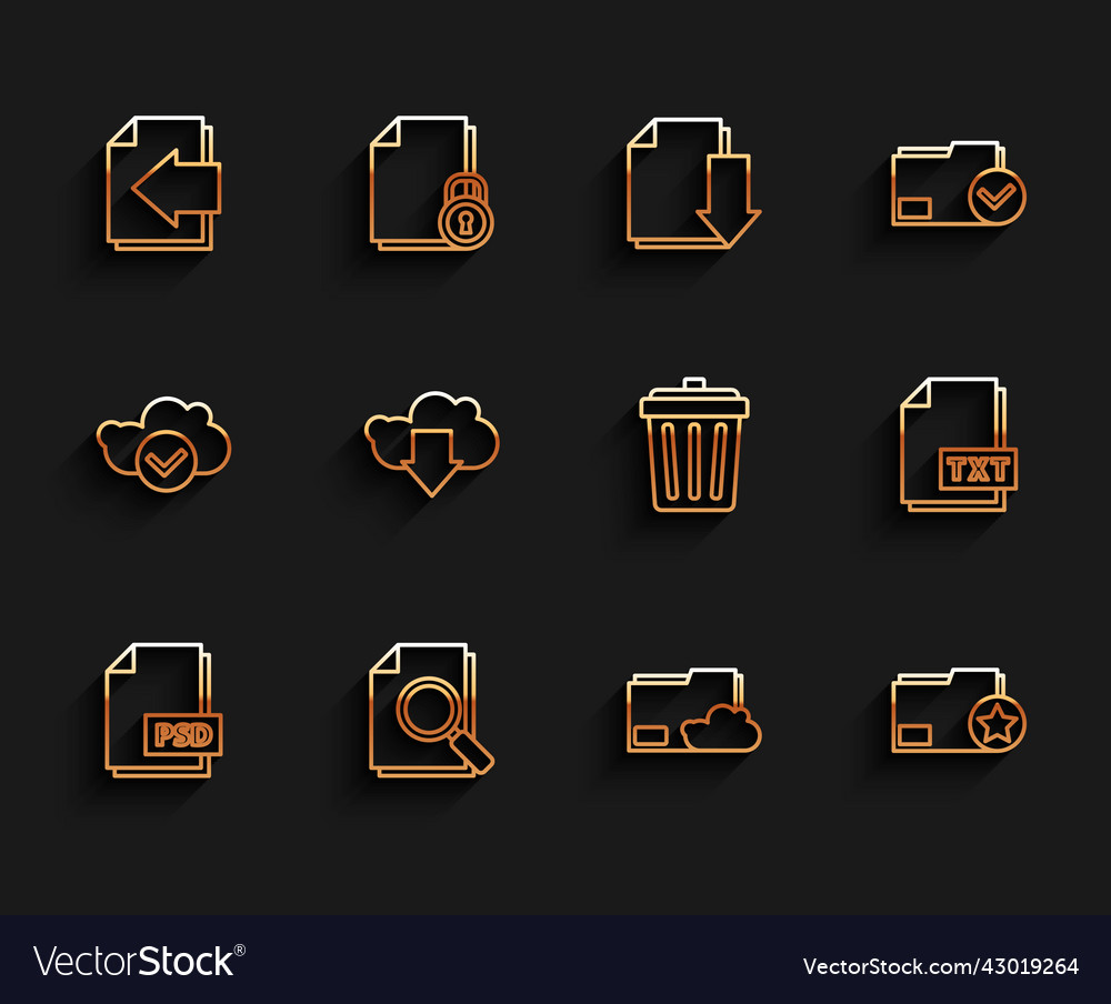 Set line psd file document with search vector image Set line psd file document with search
