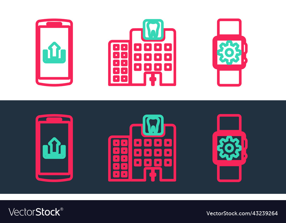 Set line smartwatch setting smartphone vector image Set line smartwatch setting smartphone