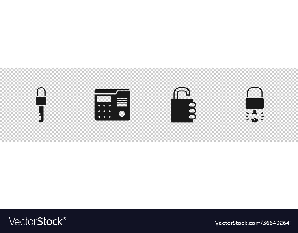 Set locked key house intercom system safe vector image Set locked key house intercom system safe