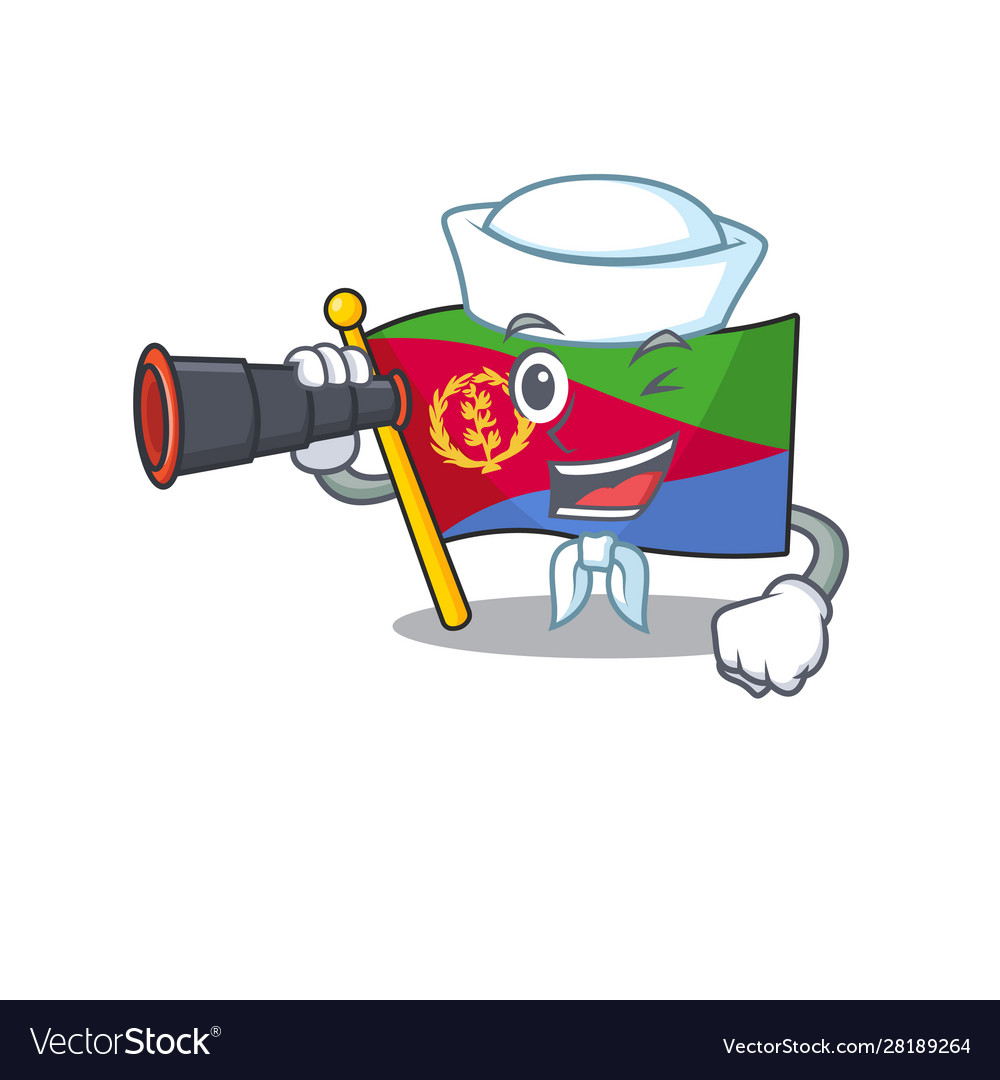 Smiling happy sailor with binocular flag eritrea vector image Smiling happy sailor with binocular flag eritrea
