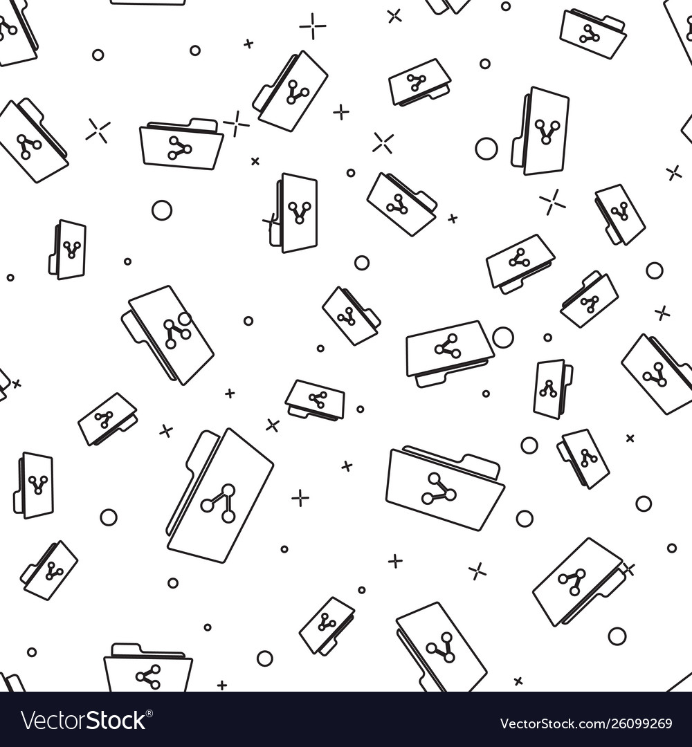 Black share folder icon isolated seamless pattern vector image Black share folder icon isolated seamless pattern
