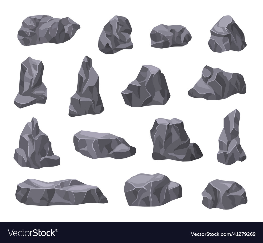 Cartoon stones stone pile rocks pieces broken