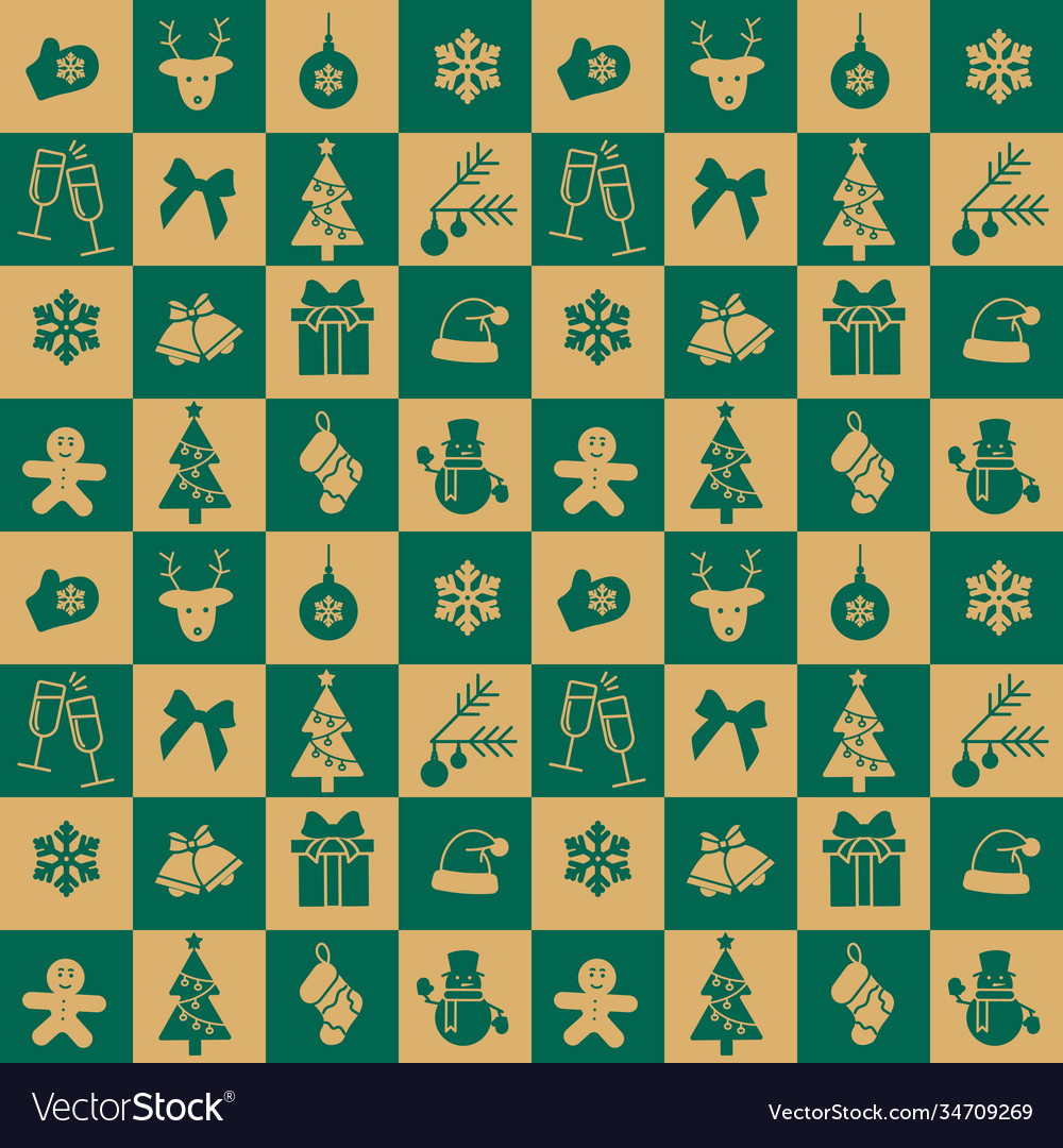 Christmas green and yellow seamless tile pattern