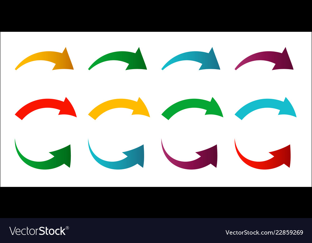 Collection of colored arrows new bright gradient