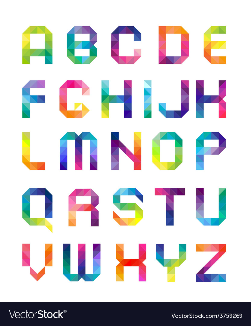 Colorful Triangle Font with Color Transitions