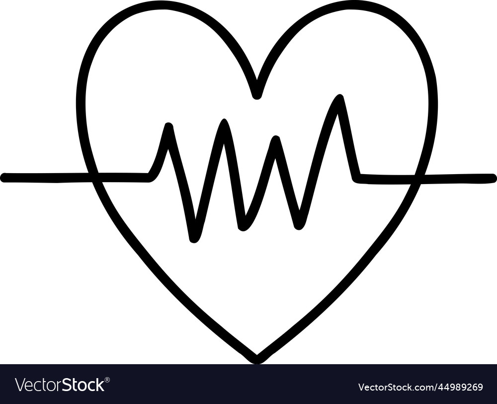 Hand drawn heart and pulse