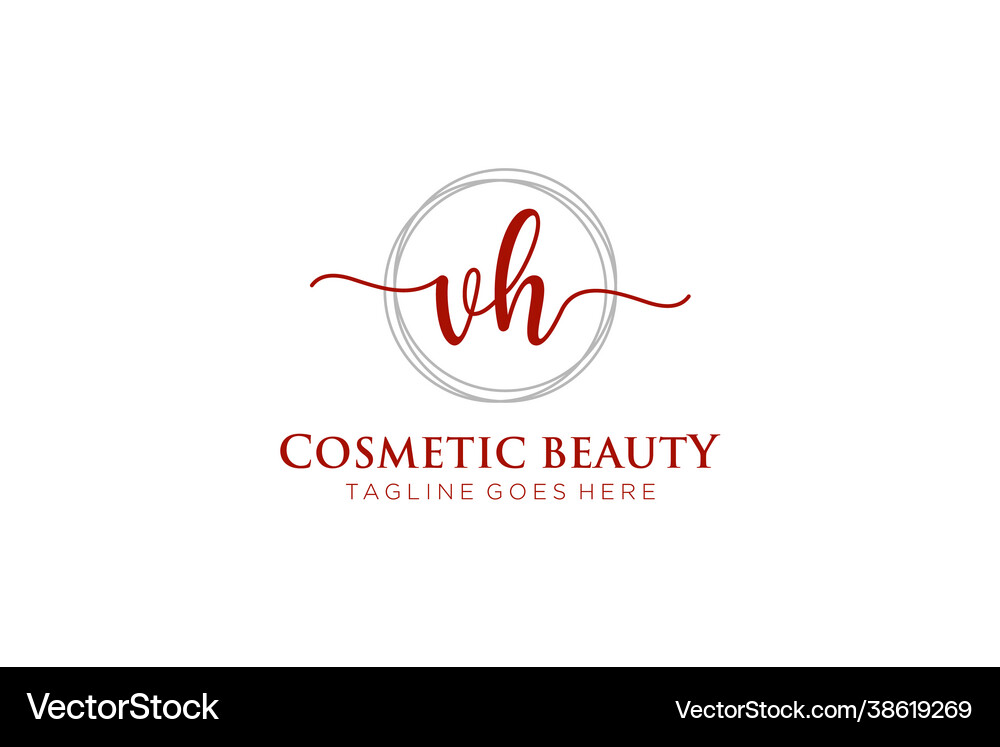 Initial Vh Feminine Logo Beauty Monogram Vector Image