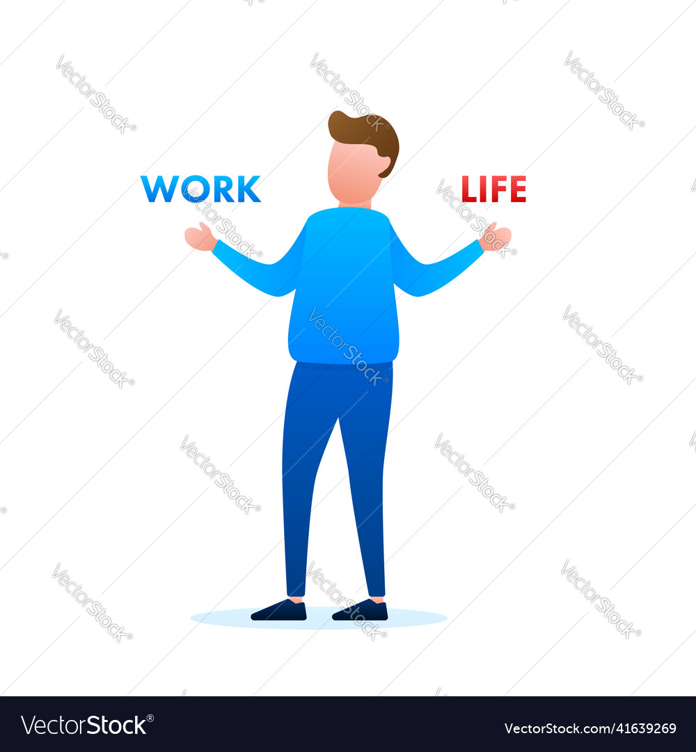 Man choosing between two options work and life vector image Man choosing between two options work and life