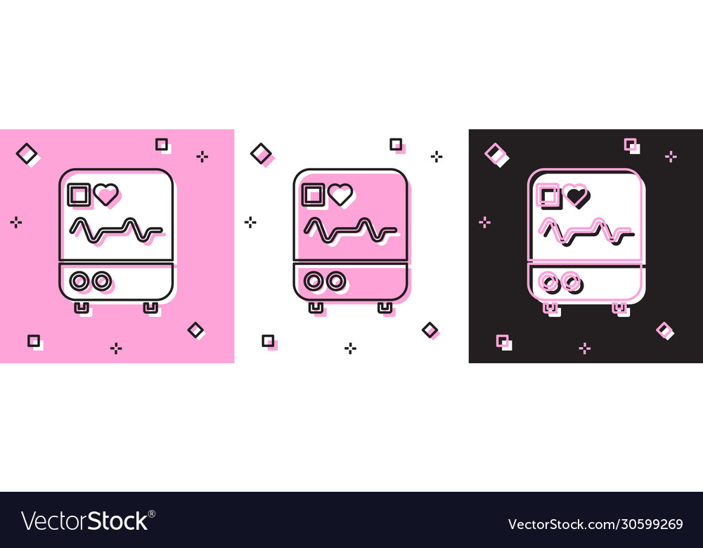Set computer monitor with cardiogram icon isolated vector image Set computer monitor with cardiogram icon isolated