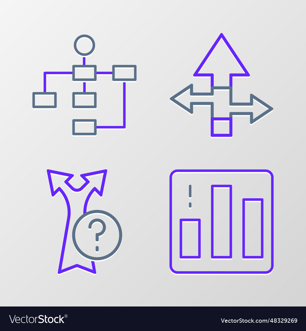 Set line pie chart infographic arrow