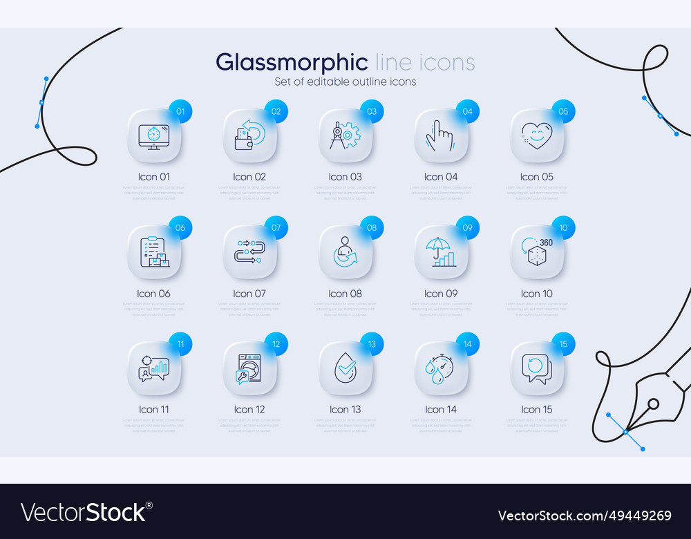 Set of seo statistics cursor and share line icons vector image Set of seo statistics cursor and share line icons
