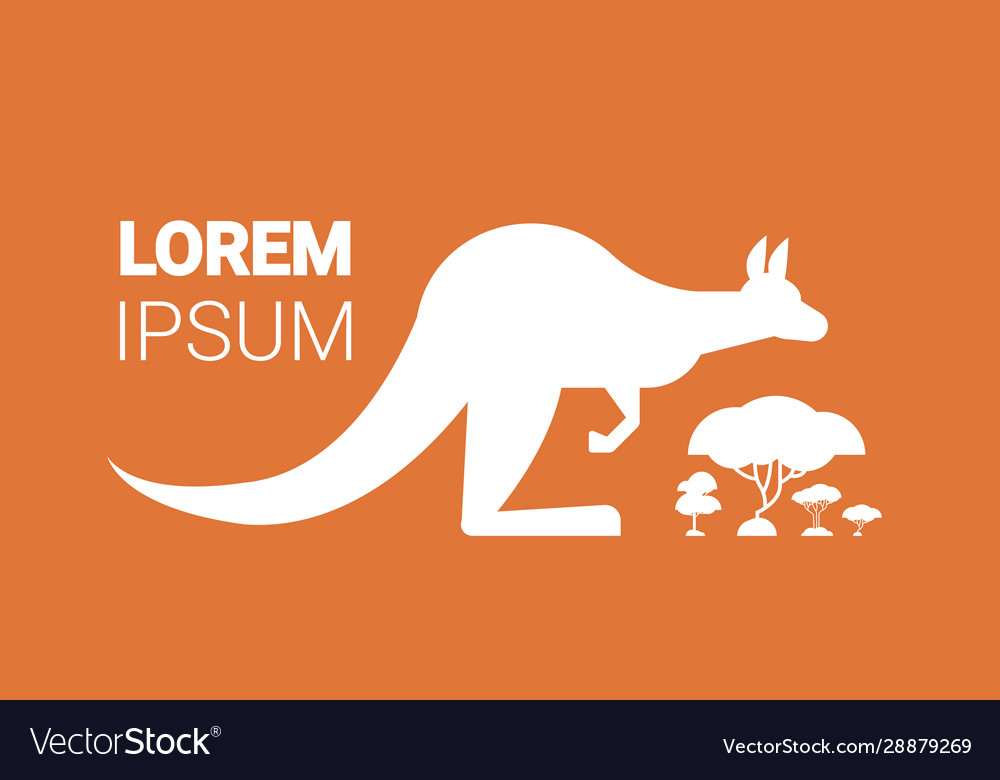 Silhouette kangaroo running escaping from