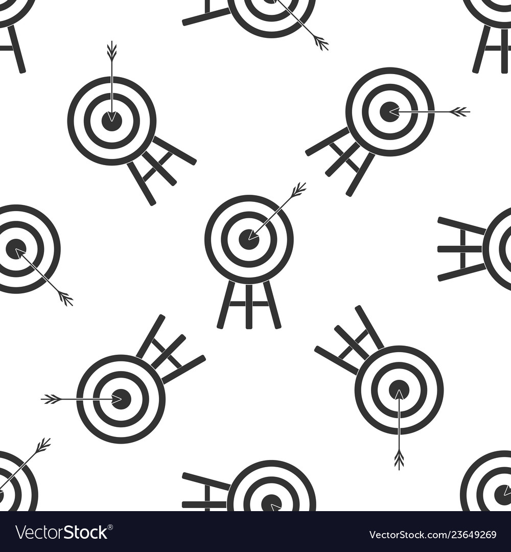 Target with arrow icon seamless pattern on white vector image Target with arrow icon seamless pattern on white