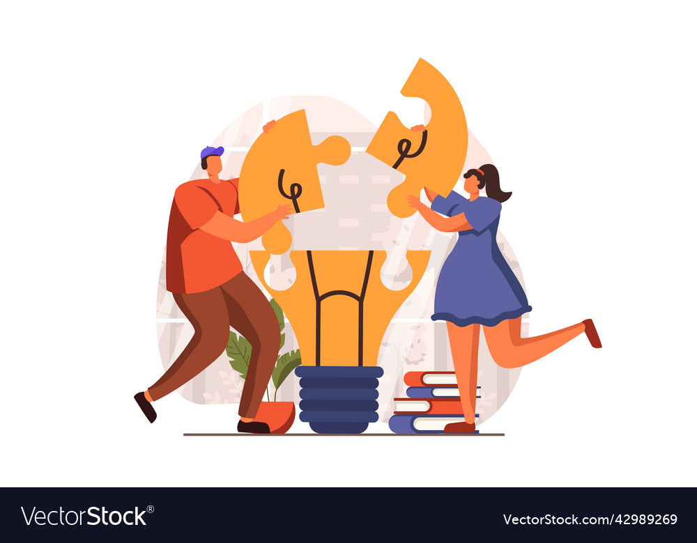 Teamwork web concept in flat design Royalty Free Vector