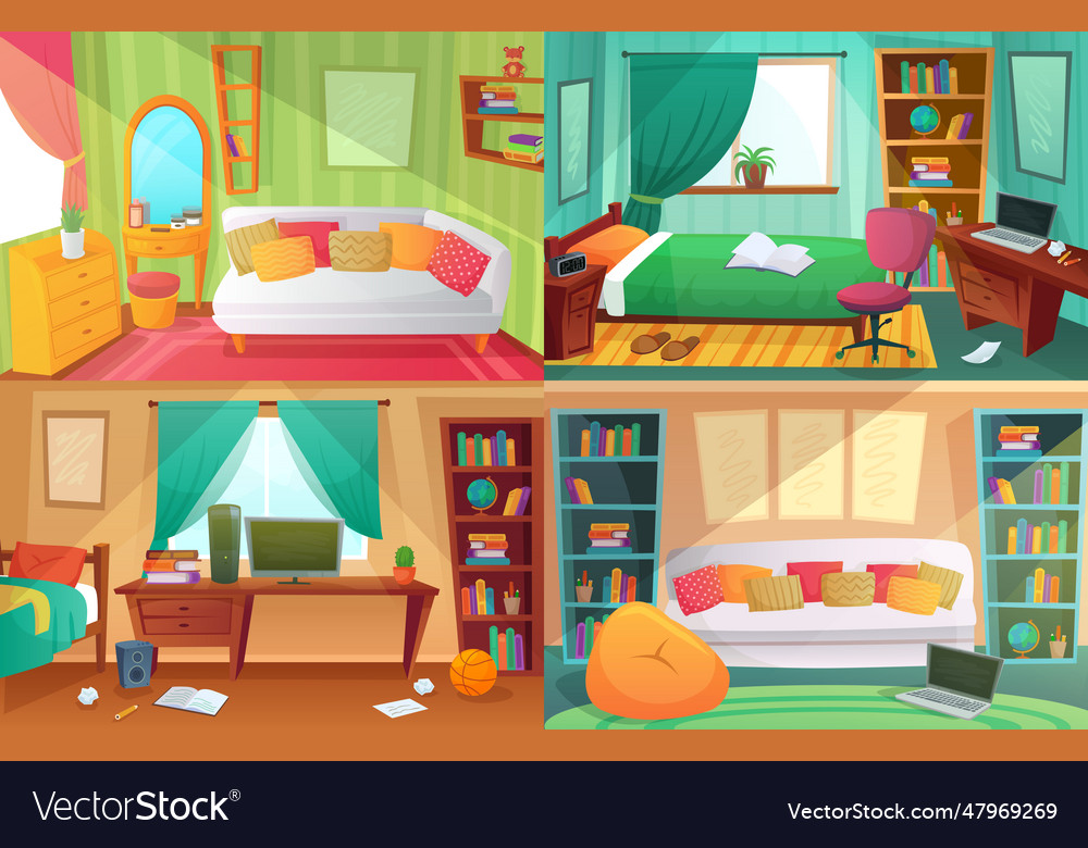 Teenagers bedroom student cluttered room teenager Vector Image