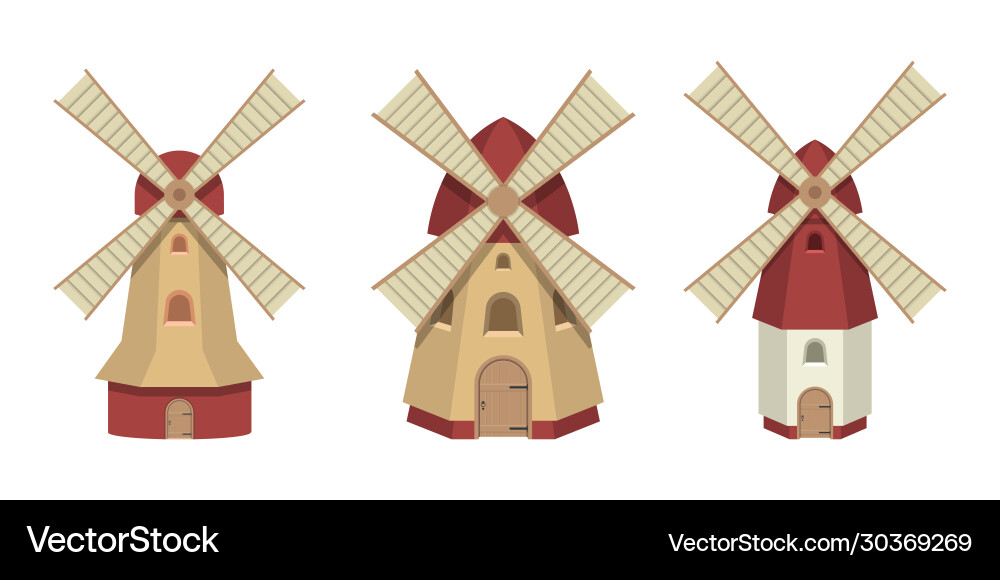 Windmill set Royalty Free Vector Image - VectorStock