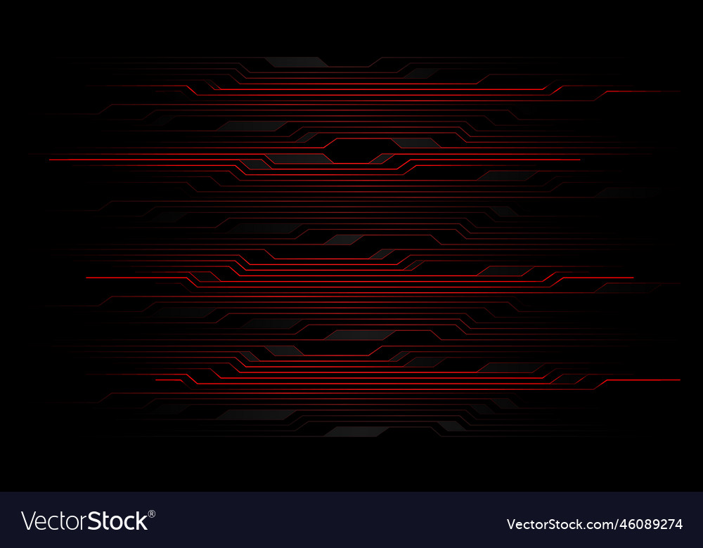 Abstract circuit pattern red light on black vector image Abstract circuit pattern red light on black