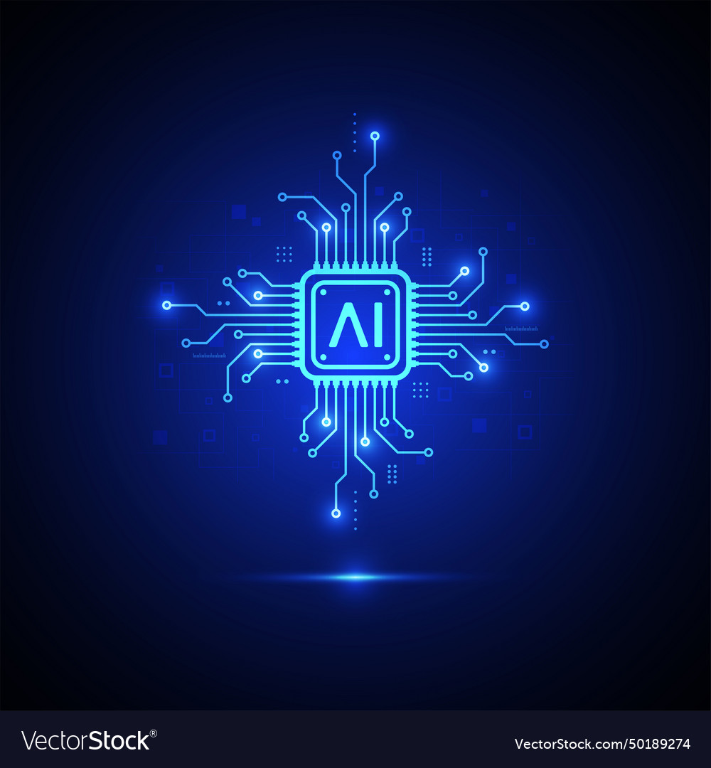 Artificial intelligence circuit line style vector image Artificial intelligence circuit line style