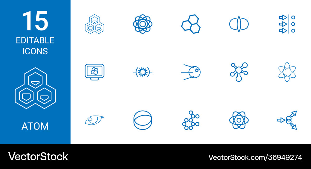 Atom icons Royalty Free Vector Image - VectorStock