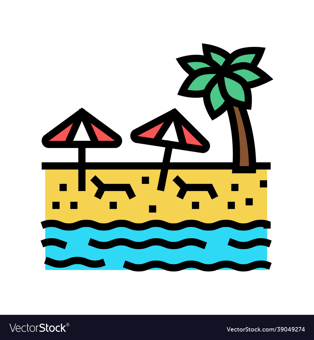 Beach sandy resort color icon