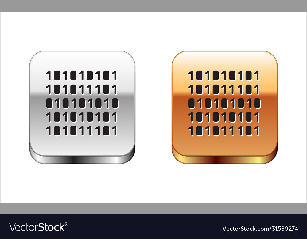 Black binary code icon isolated on white vector image Black binary code icon isolated on white