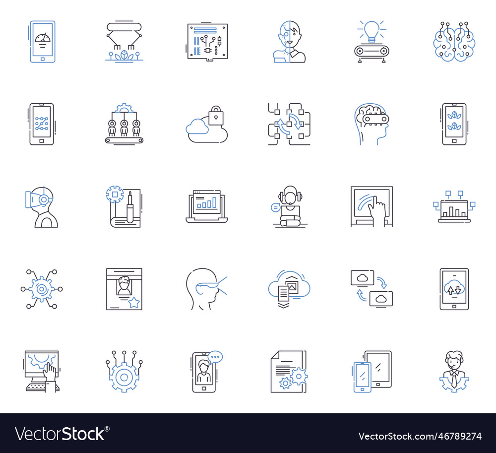 Computerization line icons collection automation vector image Computerization line icons collection automation