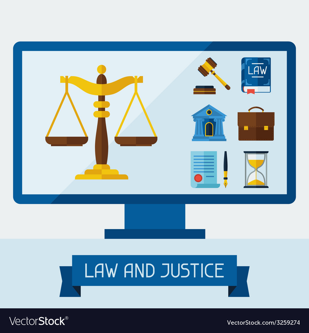 Concept with computer and law icons