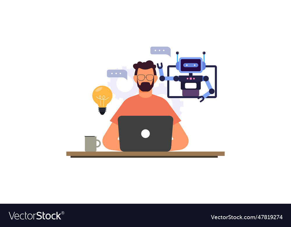 Cooperate with ai artificial intelligence vector image Cooperate with ai artificial intelligence