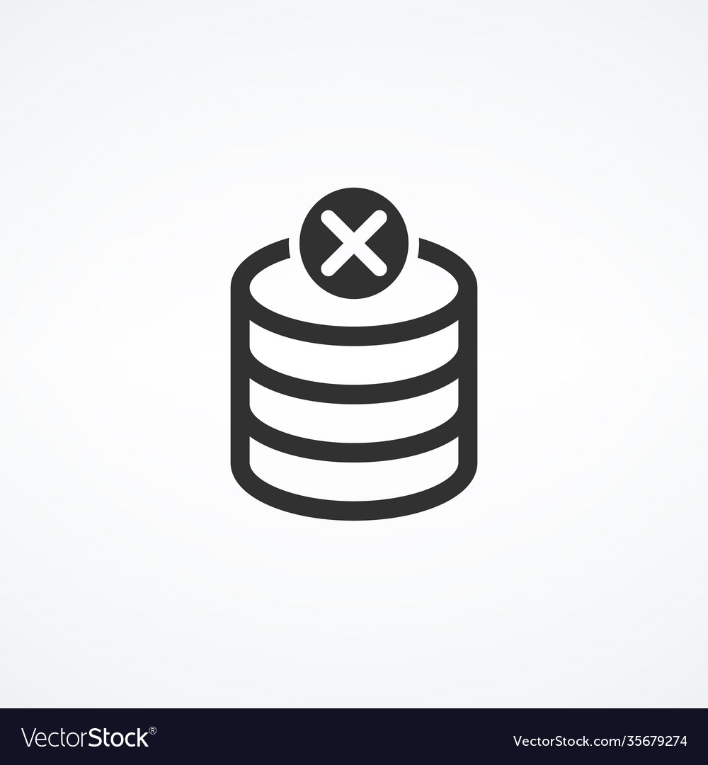 Denied data line icon blocked database default vector image Denied data line icon blocked database default