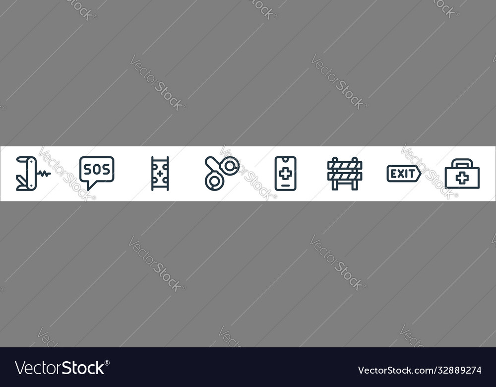 Emergencies line icons linear set quality