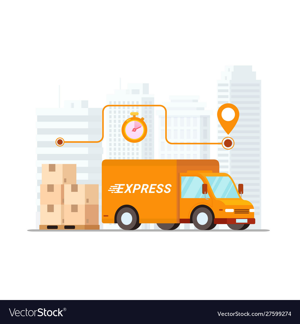Fast delivery service design concept mobile app Vector Image Fast delivery service design concept mobile app