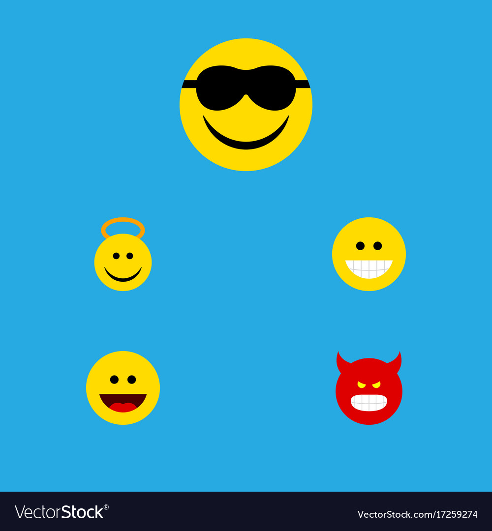 Flat icon expression set of pouting grin laugh