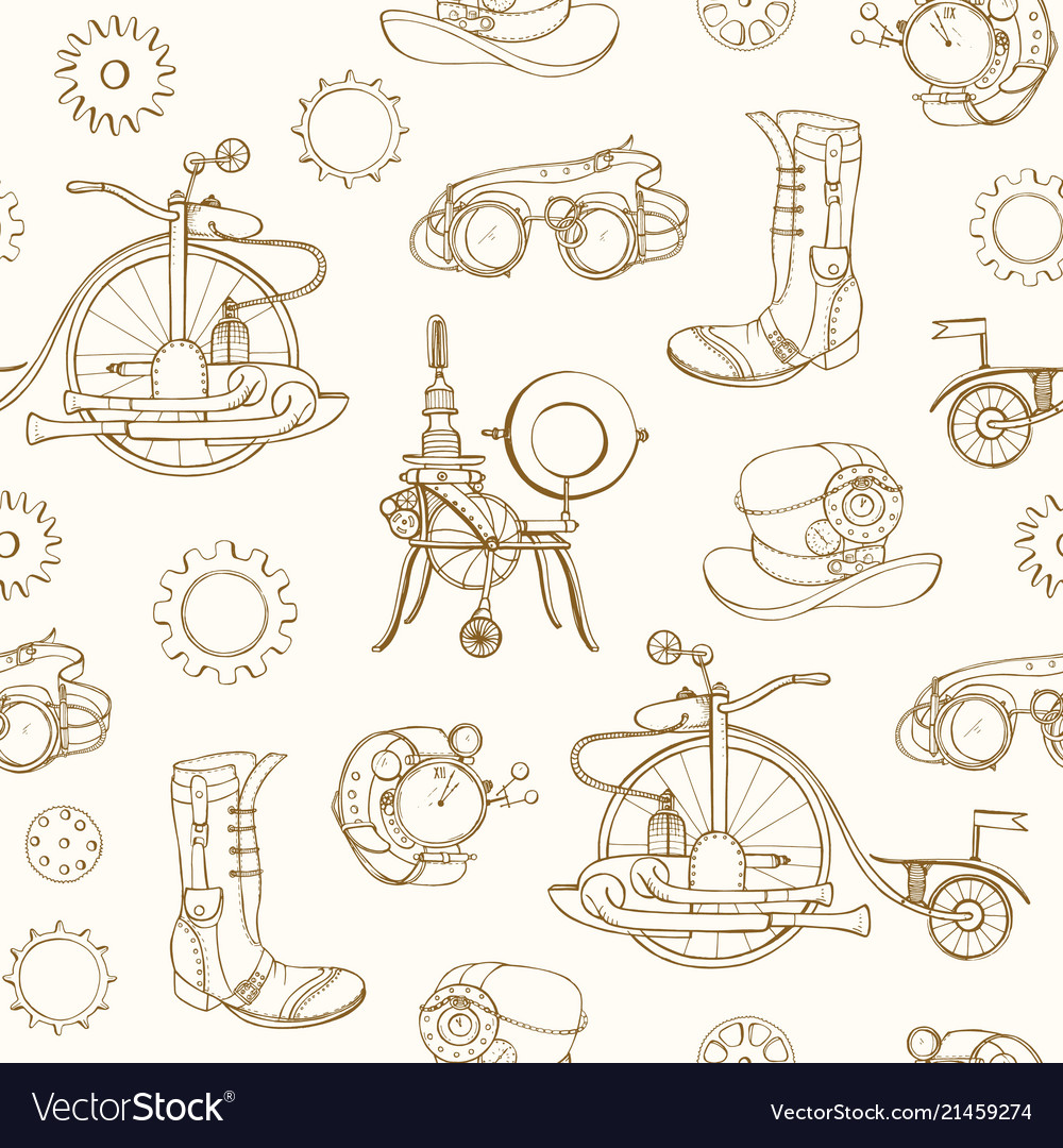 Monochrome seamless pattern with steampunk vector image Monochrome seamless pattern with steampunk