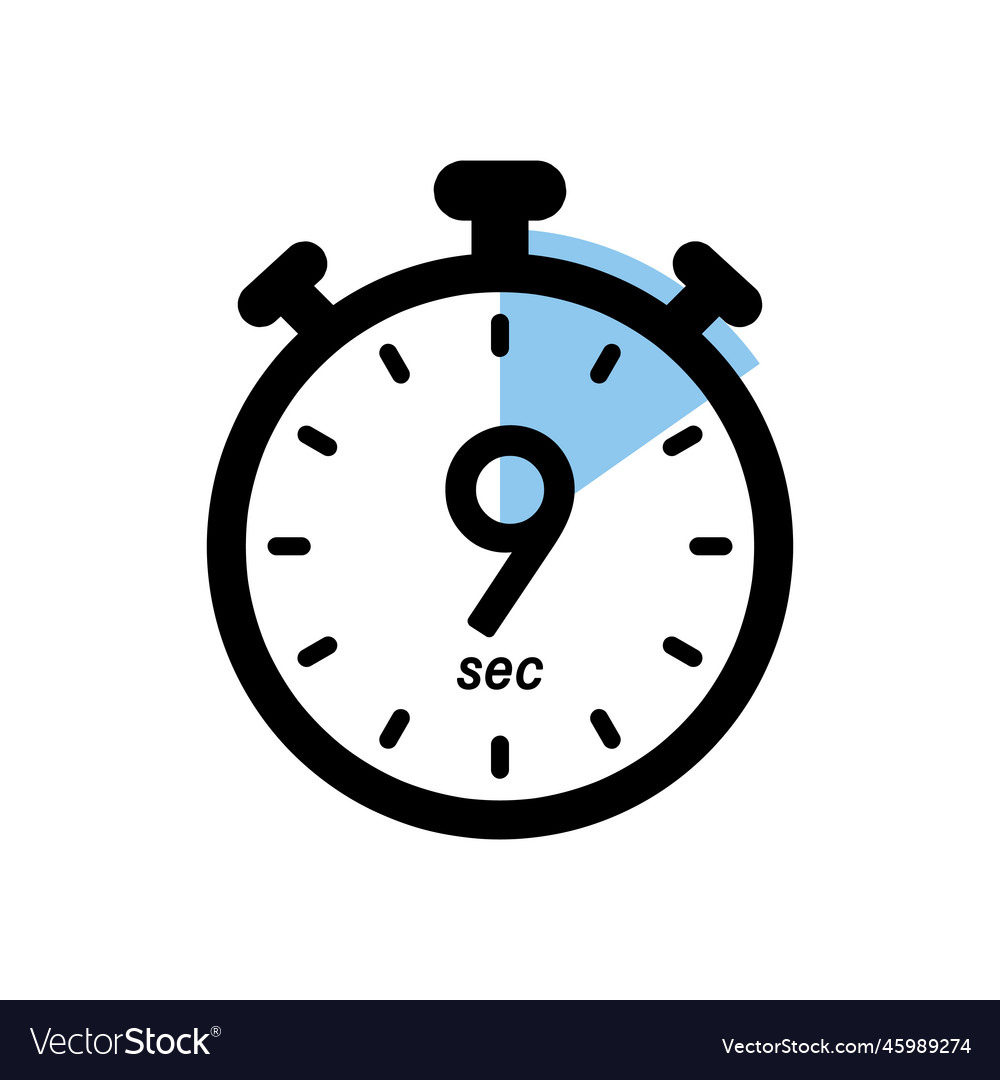 Nine seconds stopwatch icon timer symbol 9 sec