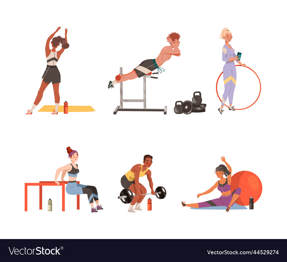 People doing sports and working out Royalty Free Vector