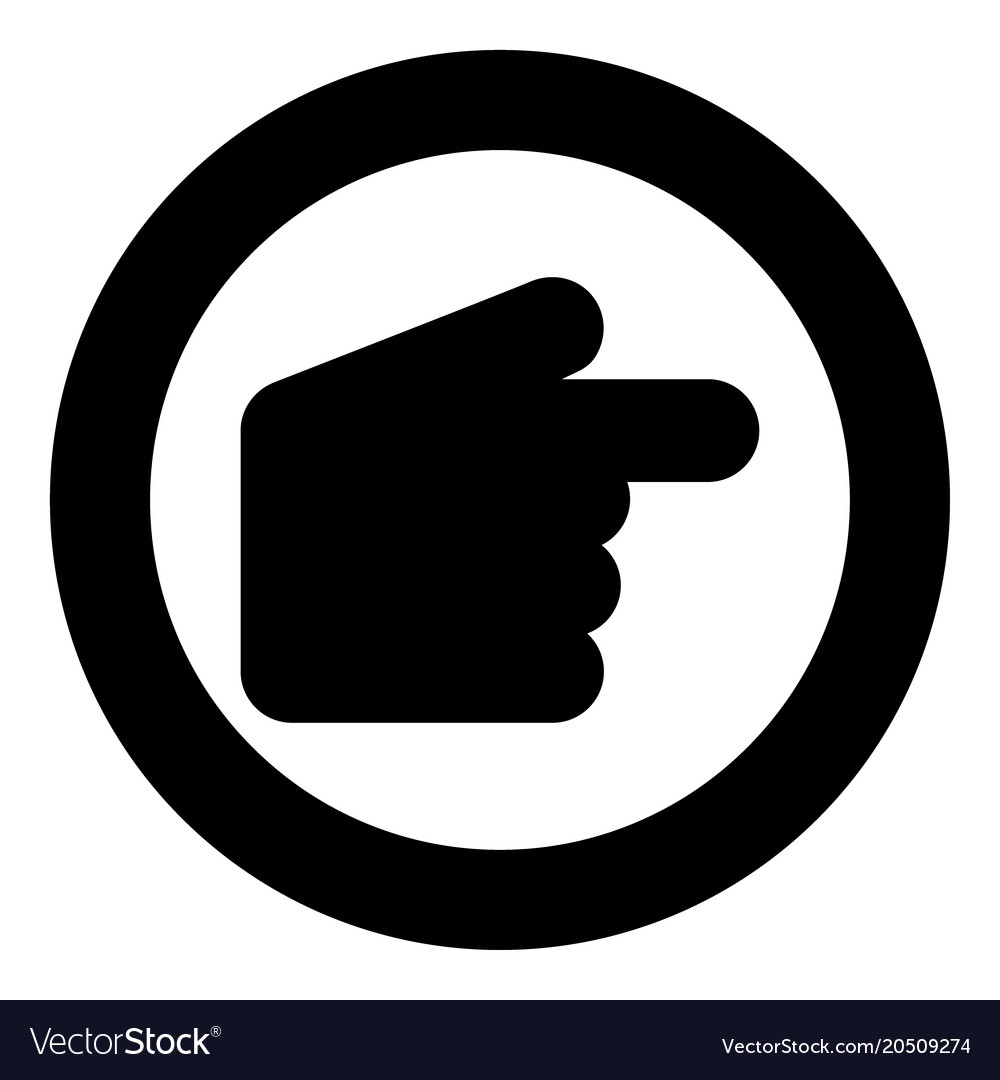 Pointer hand icon black color in circle