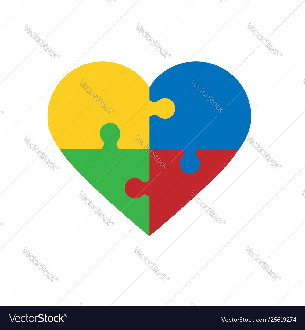 Puzzle pieces in form heart isolated on white