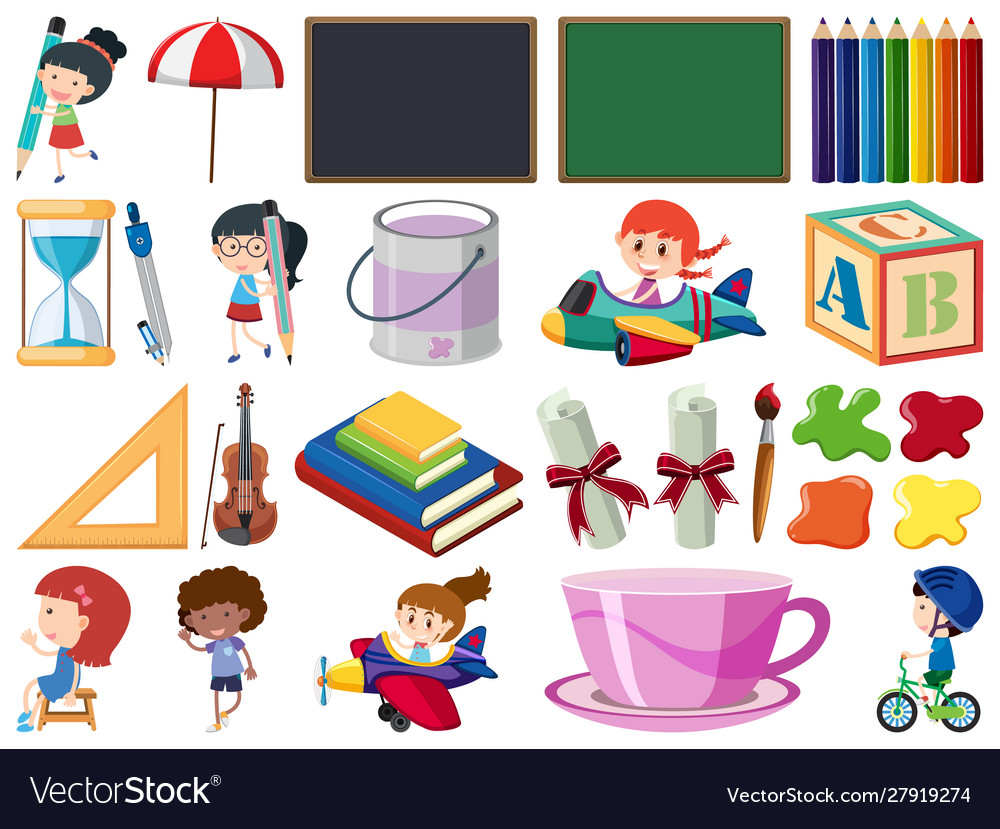 Set isolated objects theme school vector image Set isolated objects theme school