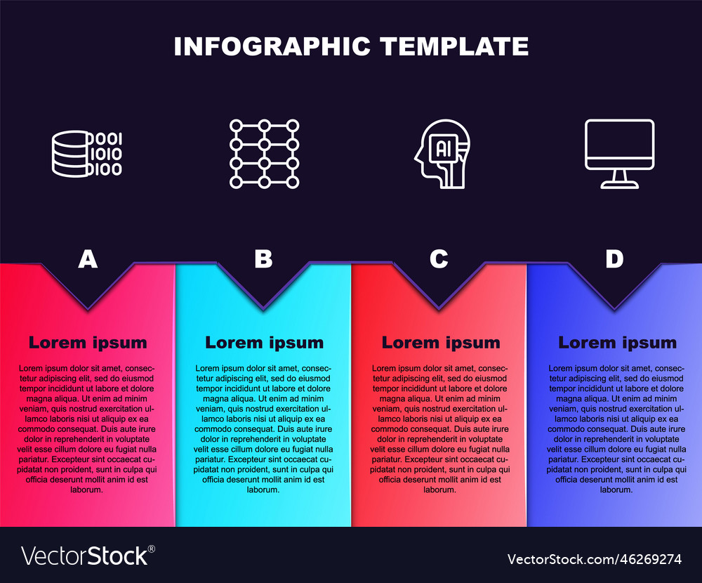Set line binary code neural network humanoid Vector Image Set line binary code neural network humanoid