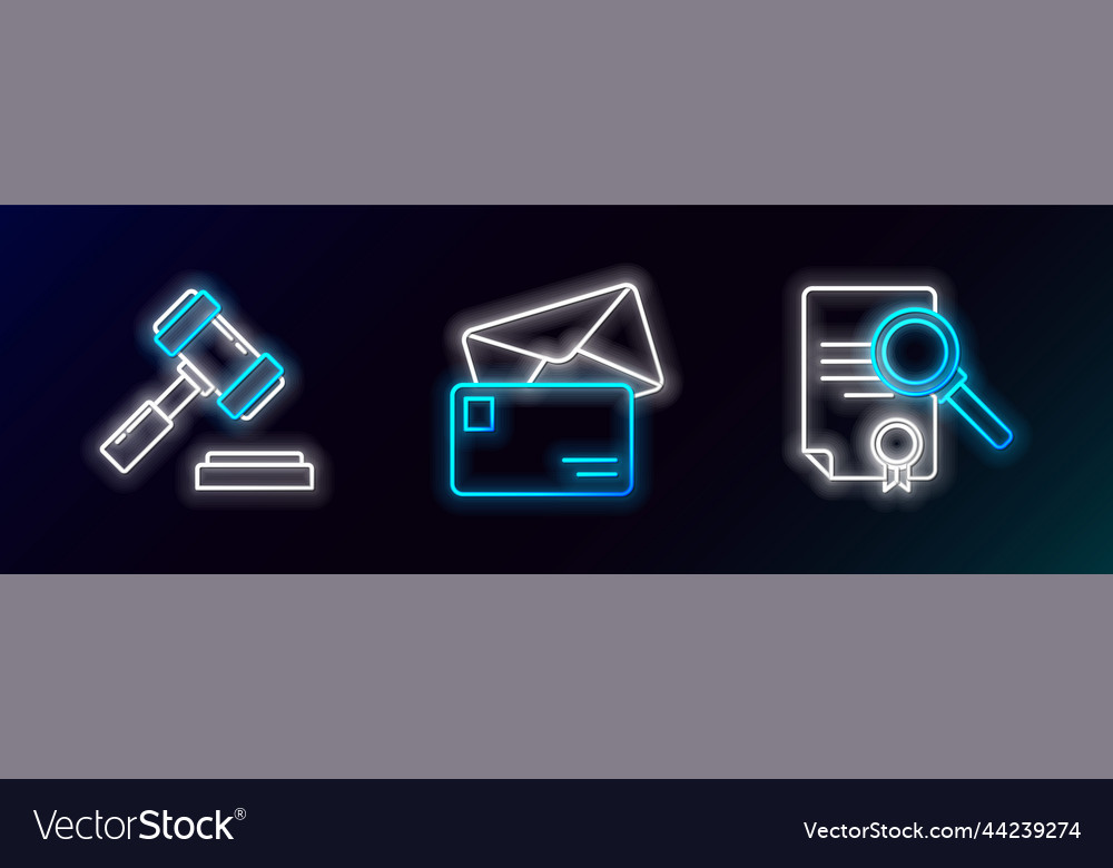 Set line document with search judge gavel vector image Set line document with search judge gavel