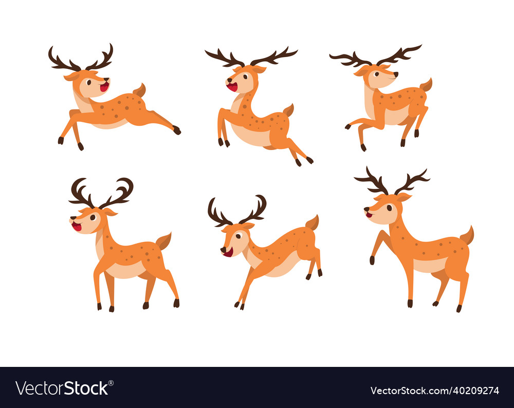 Set style of deer on a transparent background Vector Image