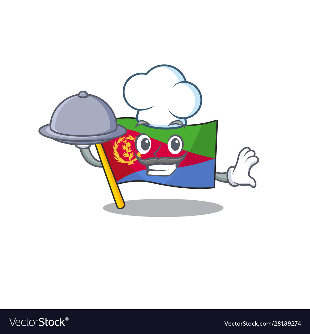 Smiling flag eritrea as a chef with food cartoon