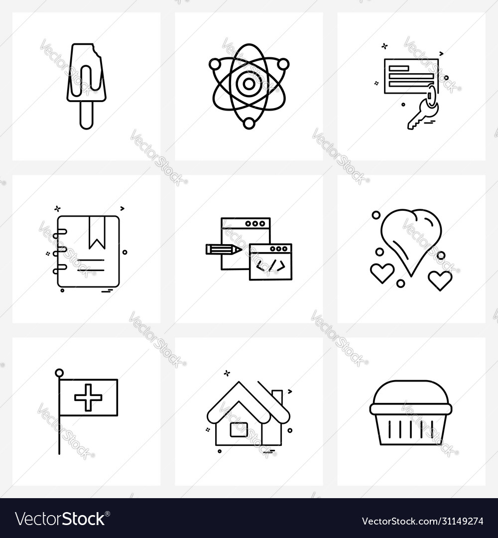Ui set 9 basic line icons web tag