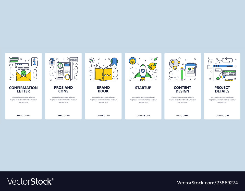 Web site onboarding screens new project launch