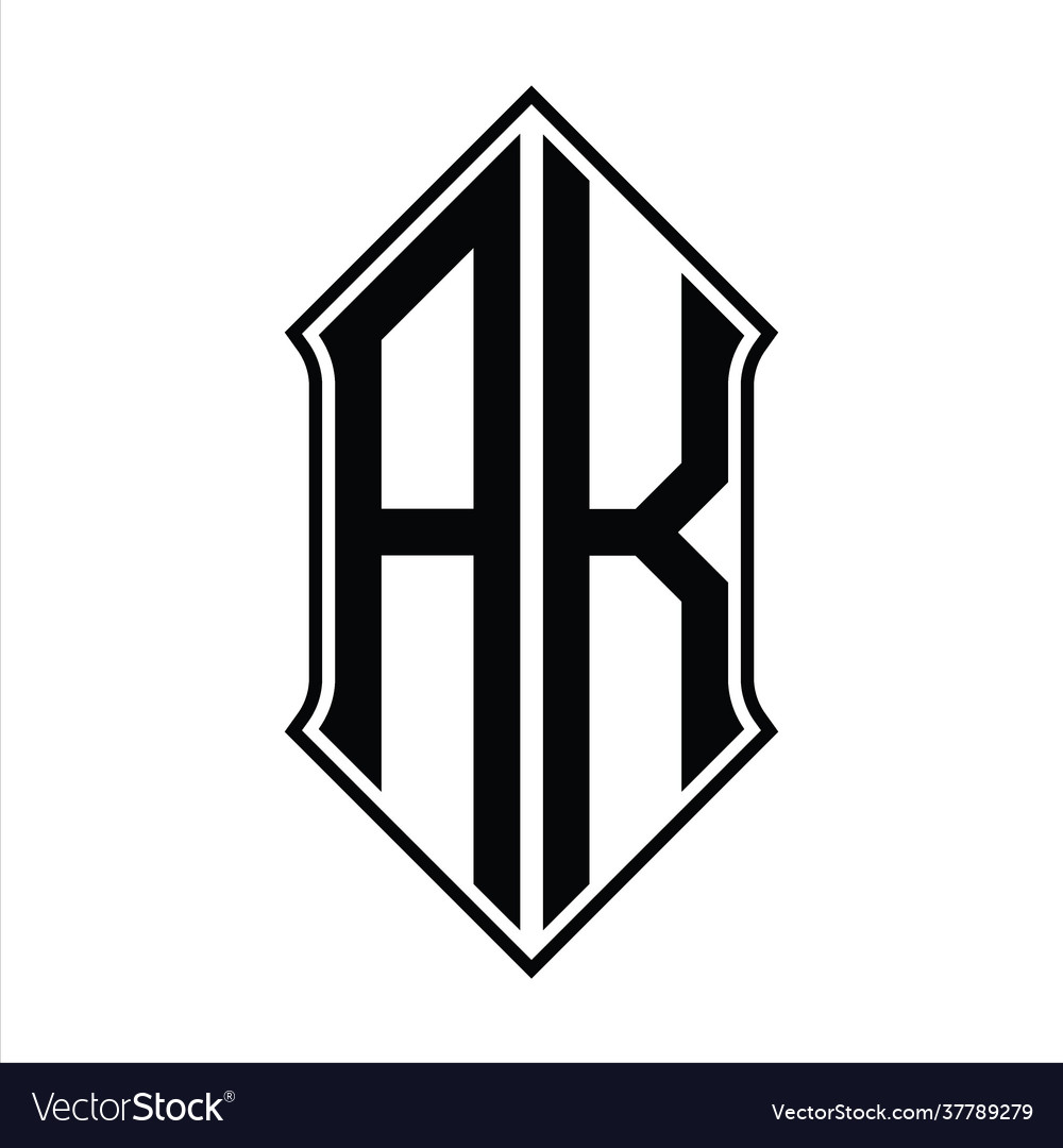 Ak logo monogram with shieldshape and outline Vector Image