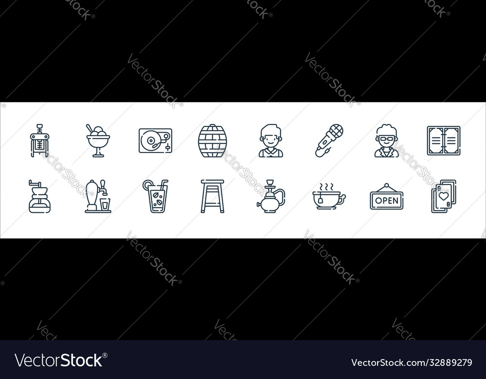 Bar line icons linear set quality vector image Bar line icons linear set quality