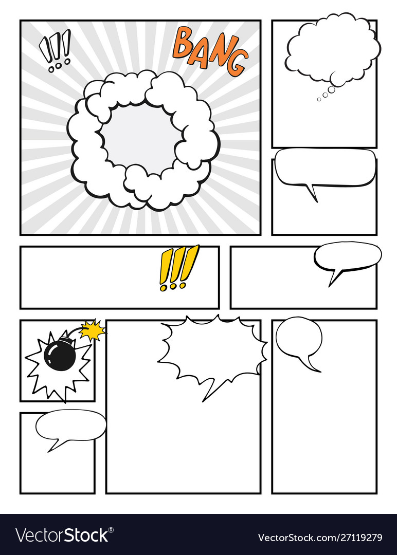 Blank comic book mock up with empty speech bubbles