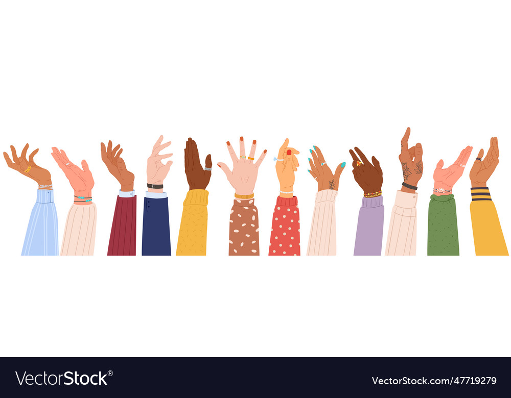 Cartoon human hands diverse arms with different Vector Image
