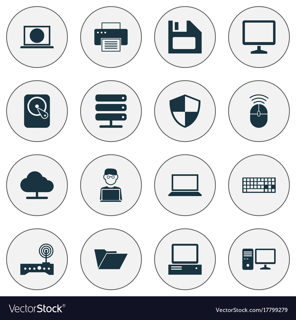 Computer icons set collection of defense