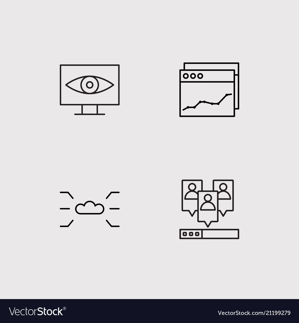 Data analytics simple linear icons set outlined